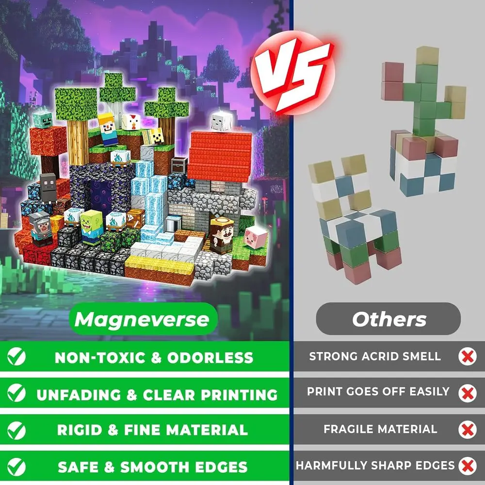 Magnetische Bausteine für 4–8 Jahre – STEM-Spielzeug für Jungen und Mädchen, Montessori-inspiriert, sensorisches Spiel, ideal für Geschenke