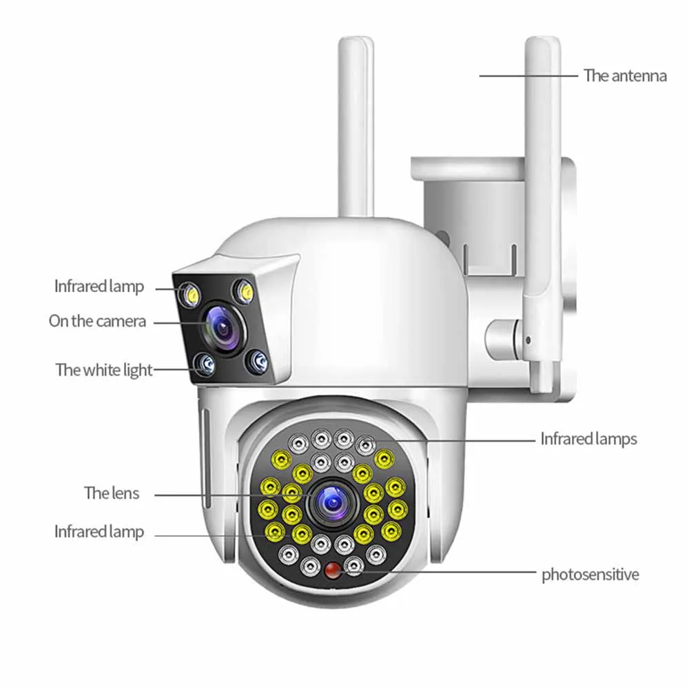 Imagem -06 - Câmera ip de Vigilância Cctv ao ar Livre Wifi Ptz Dual Screens Auto Tracking Visão Noturna 4mp 8mp Segurança