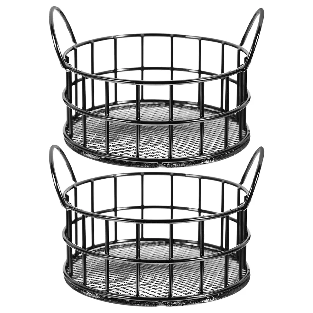 2Pcs Stylish Cat Ear Metal Basket Iron Wire Storage Organizer Basket for Desktop Tabletop Home Office Fruit Snacks Makeup