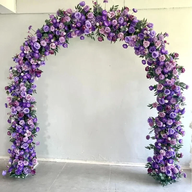 

Advanced 240CM Artificial Violet and Rose Arched Flowers Perfect for Hotel Wedding Stage and Event Background Decoration