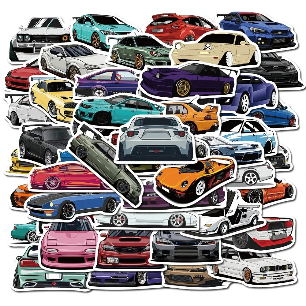 10/30/50/100pcs Cool Car Styling JDM Modification Stickers for Skateboard Bicycle Helmet Motorcycle Mixed Vinyl Decals Sticker