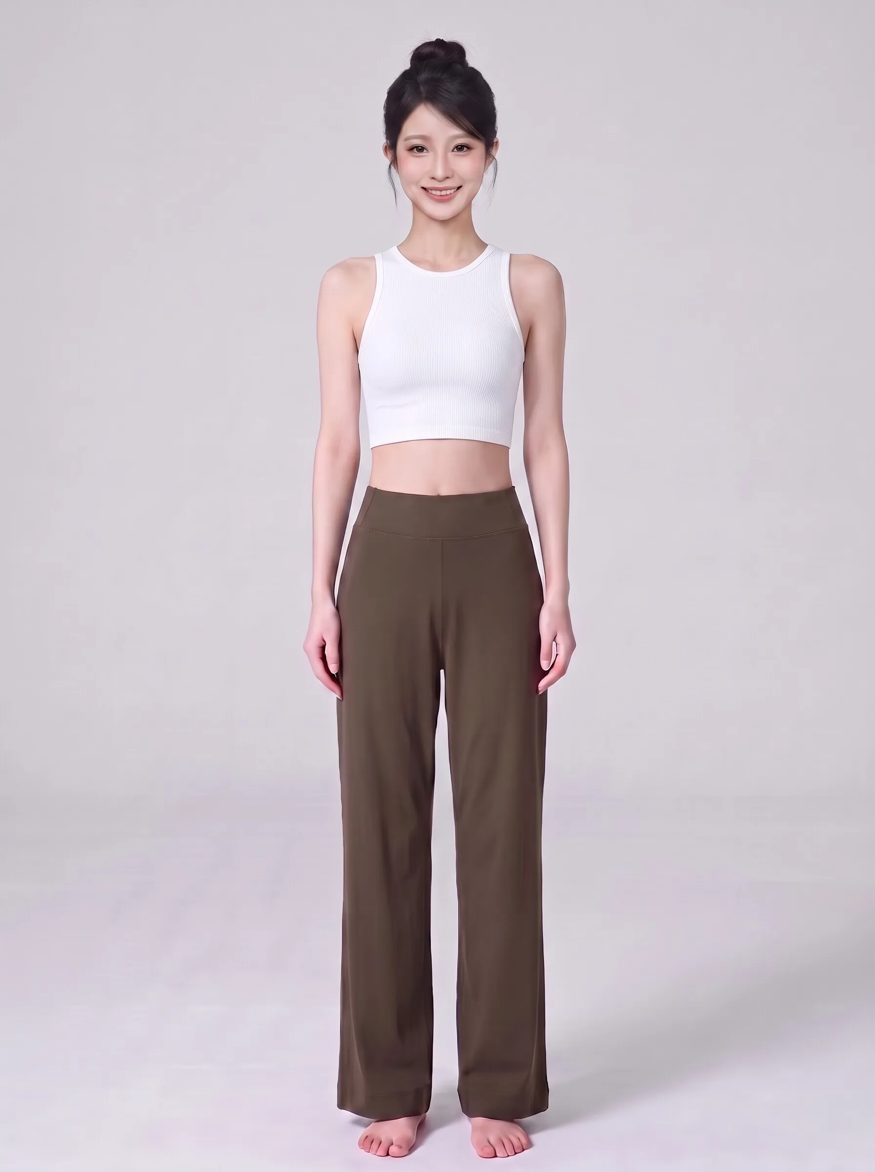 Yoga-Hose, locker geschnittene Sporthose mit geradem Bein, schlankmachende, hochtaillierte Lauf- und Trainingshose, atmungsaktive, lässige Fitness-Leggings – Detail 5