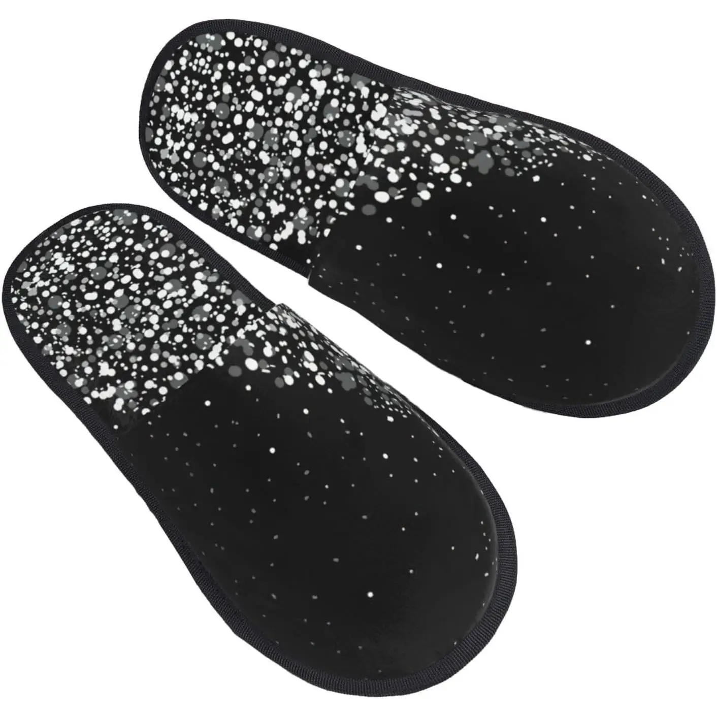 

Черно-белые блестящие принты, осенне-зимние нечеткие тапочки, удобная домашняя обувь, портативная обувь для путешествий в отеле, подарки для женщин и мужчин