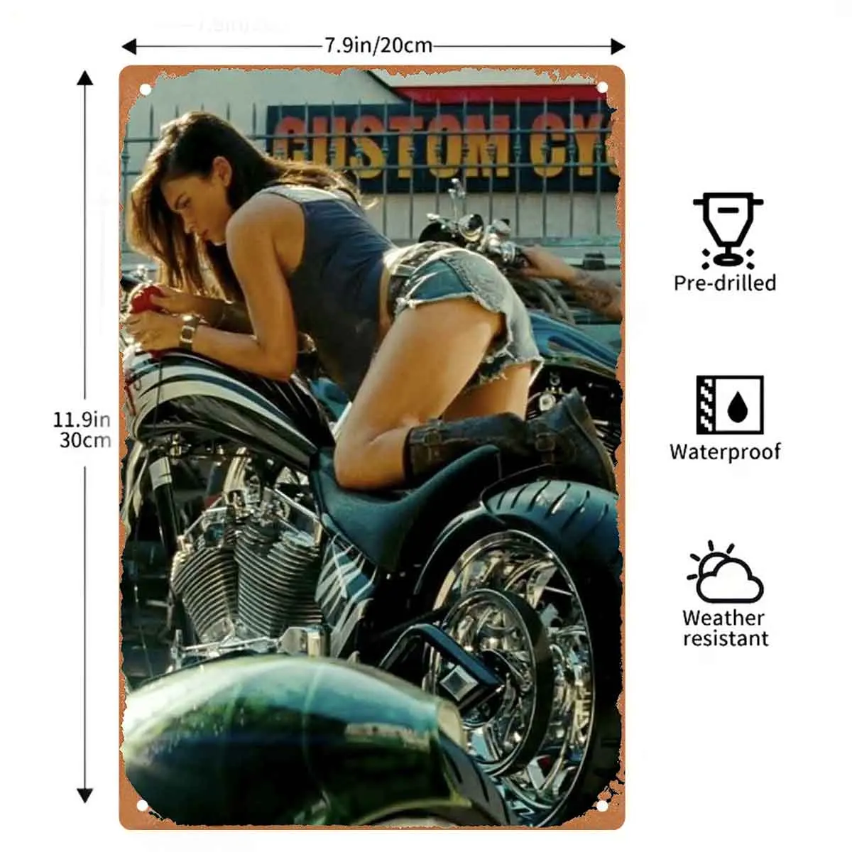 Fearless Rider Girl at Full Speed Ahead Vintage Metal Wall Sign Decor