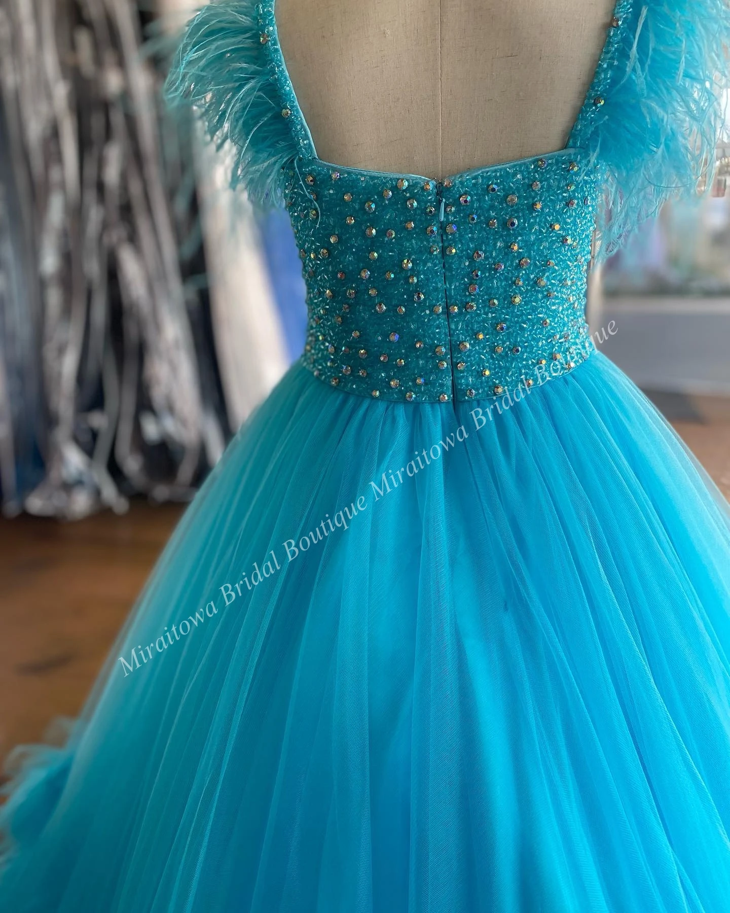 Preteens Girl Pageant Dress 2024 Feather Beading Strap Ruffle Tulle Little Kid Birthday Formal Party Gown Toddler Teens Miss