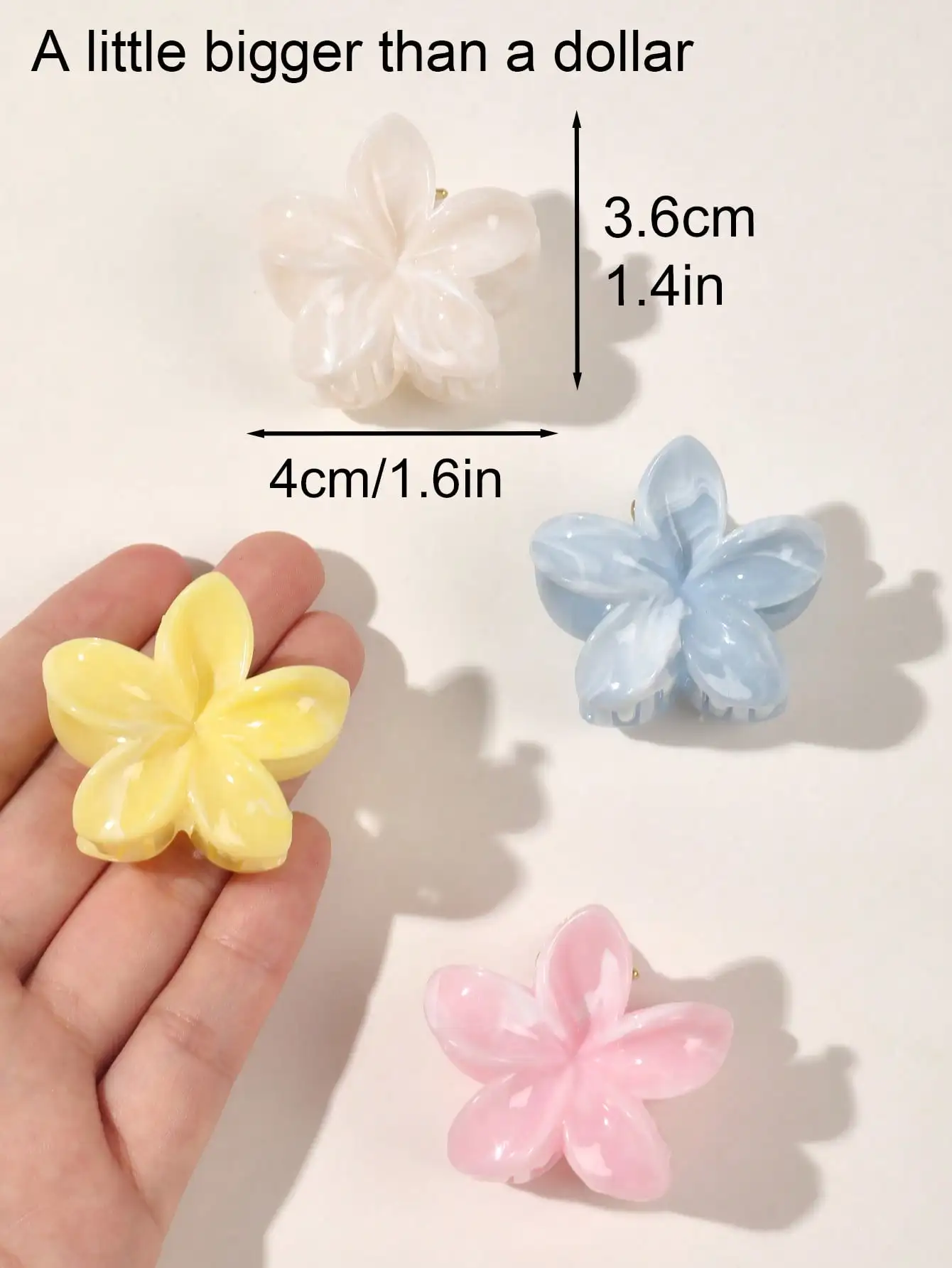 4 Stück mehrfarbige Blumen-Haarklammern für Frauen und Mädchen, rutschfest, niedlich, modisch, Haarschmuck, kleine Haarnadel, Krabben-Haarspange-Stil – Detail 29