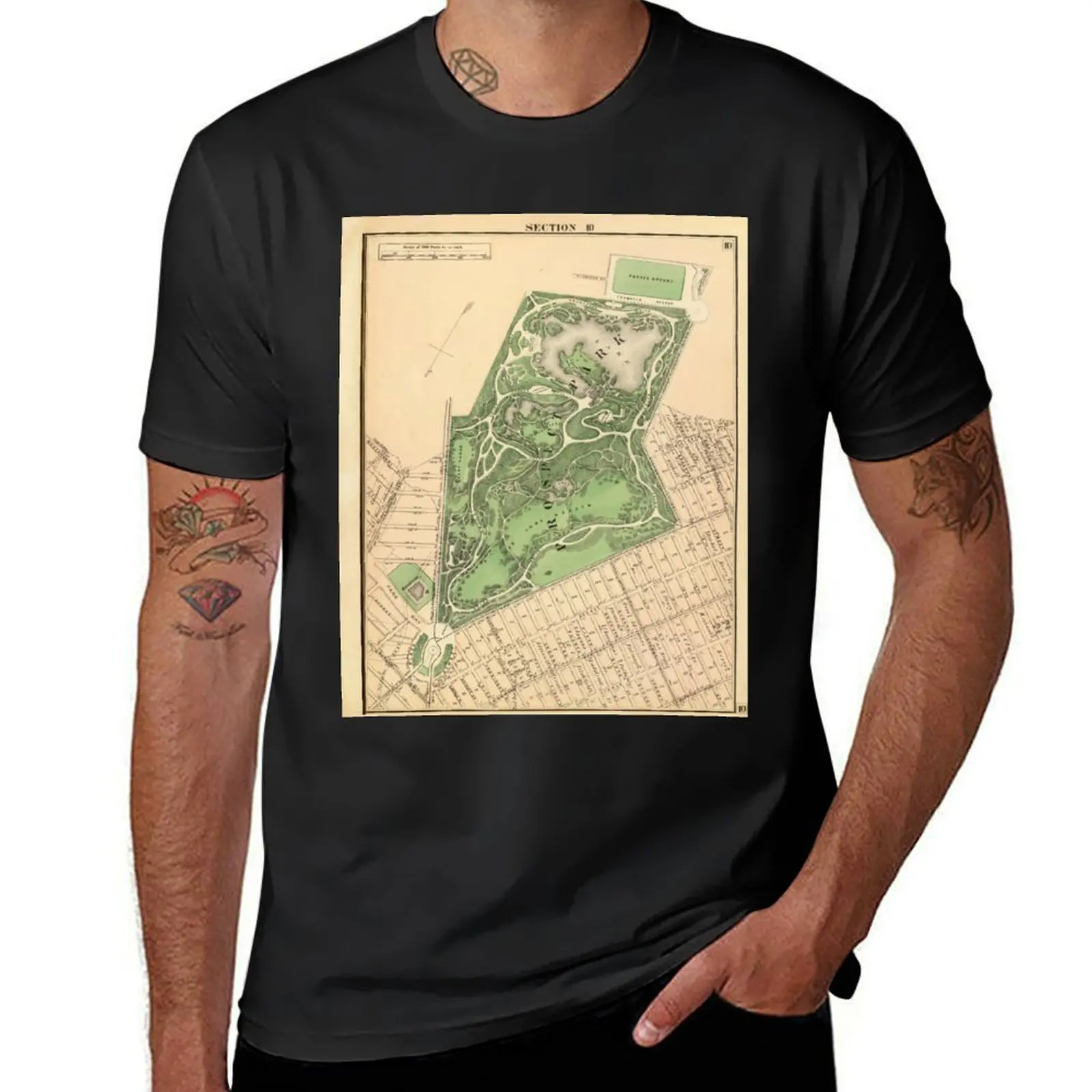 Old Prospect Park Map (1874) Vintage Brooklyn Public Square Atlas T-Shirt korean fashion cute clothes cute tops t shirts men