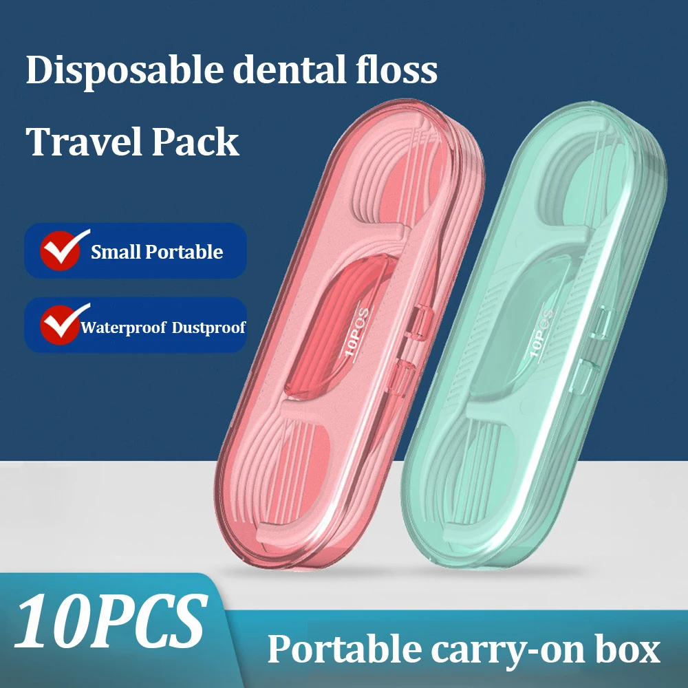 Conjunto de palito de plástico, escova interdental, reutilizável, limpo e sanitário, dentes portáteis e limpos limpos, 10pcs box