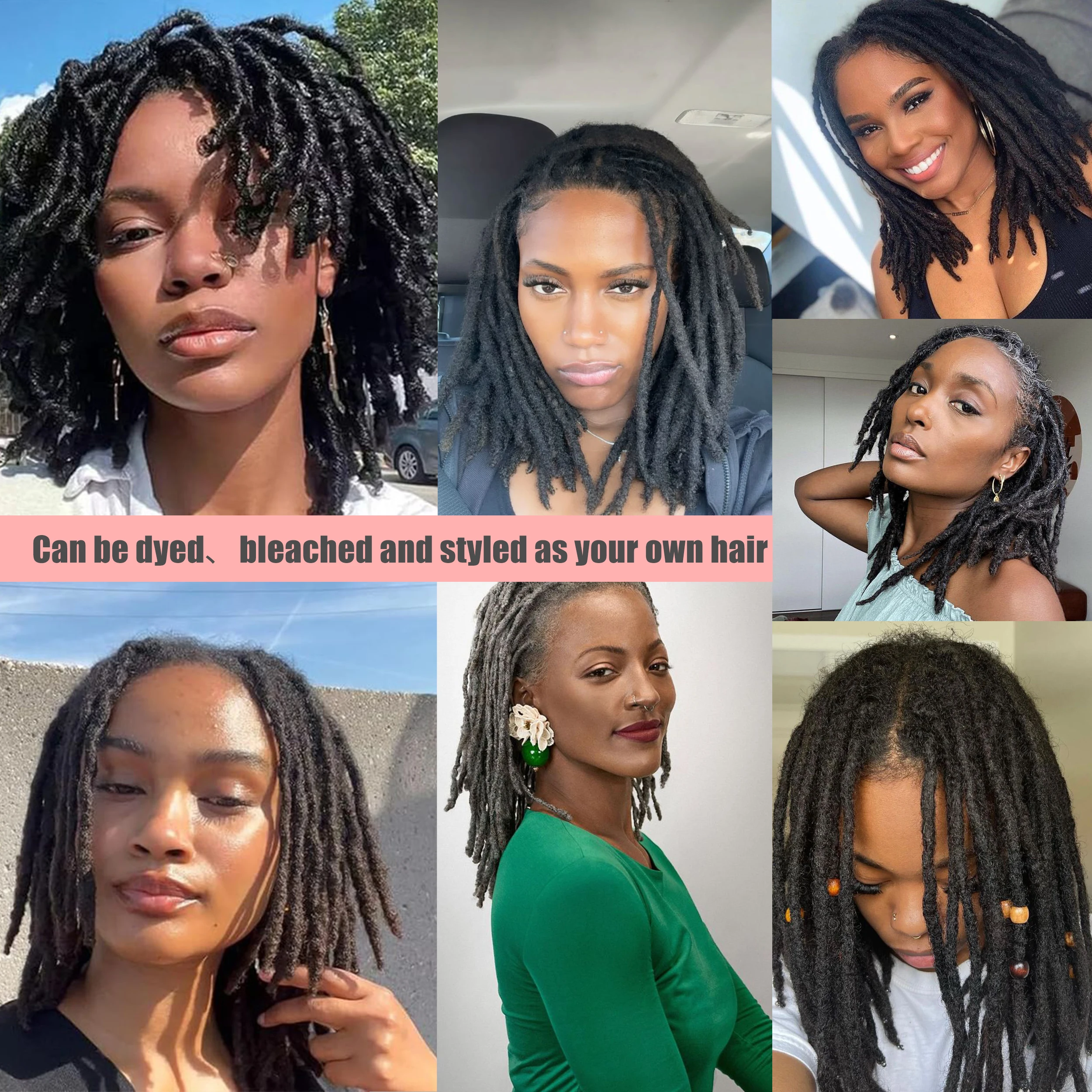 20Strs/Pack 0.6cm Handmade Interlocs Virgin Human Hair Dreadlocks Wholesale Price Manufacturer Customizable Human Hair Extension