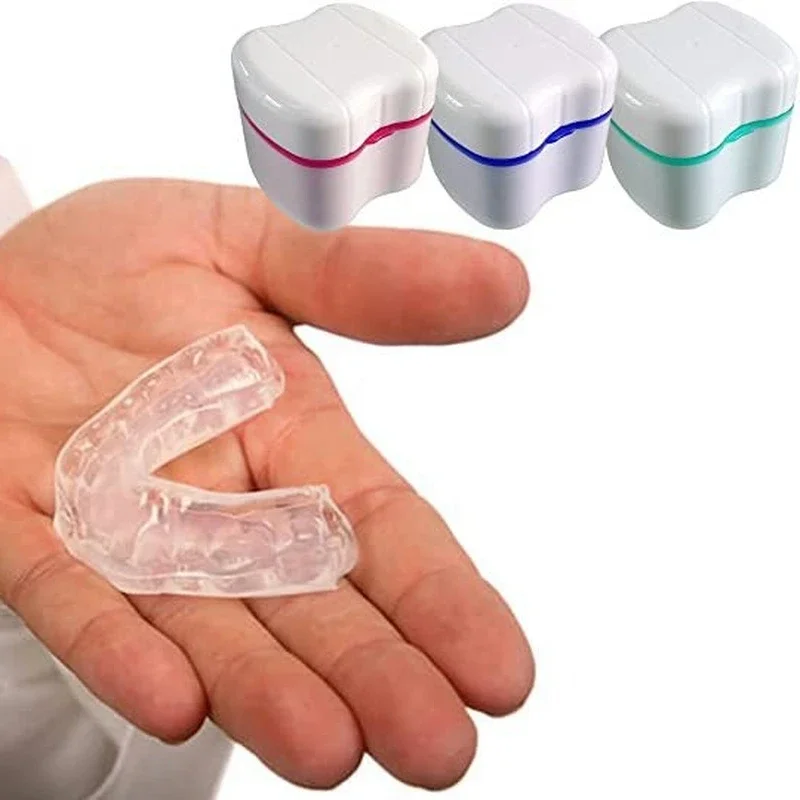 Denture Placement Box Case Dental False Shape Multi-Color Optional Portable Container and Carry Oral Cleaner and Care Tools