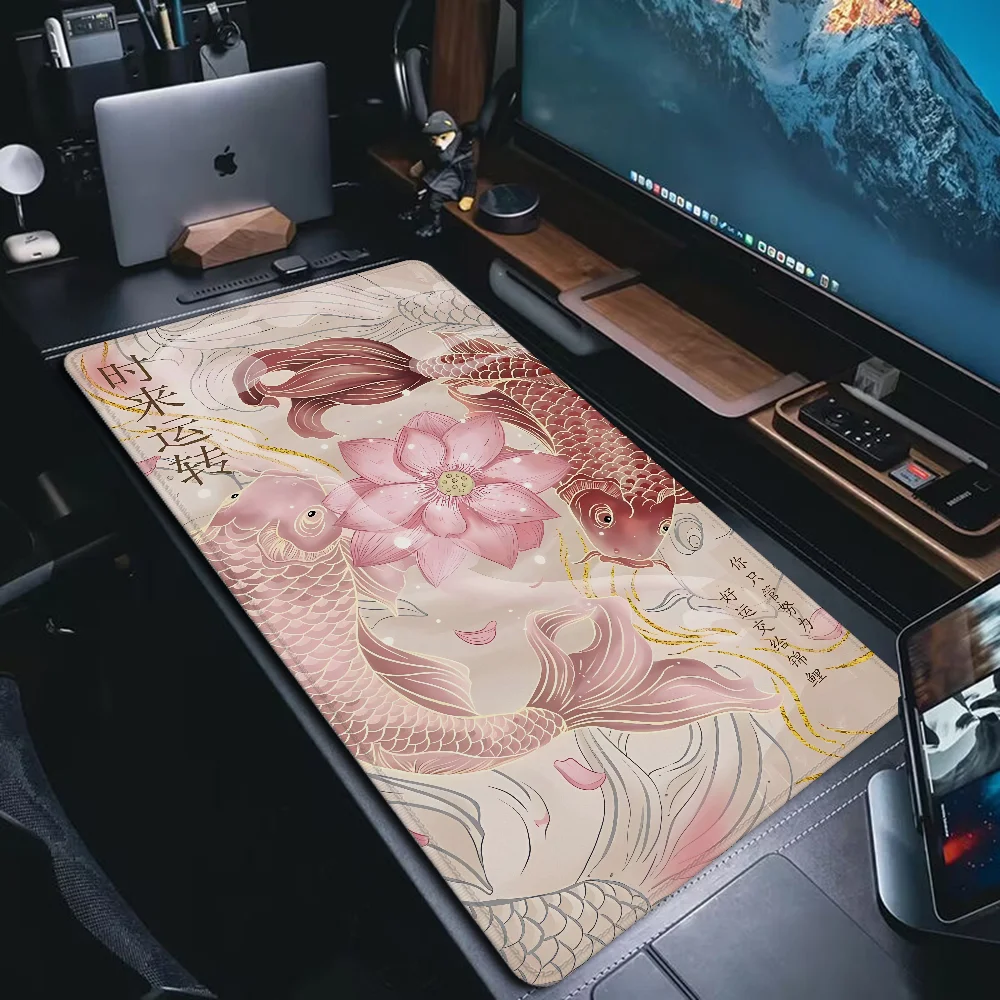 Computer Desk Mats Koi Lily Aesthetics Mouse Carpet Desk Pad Mat Desktop Accessories Pc Gamer Accessories Mousepad 900x400 Desks