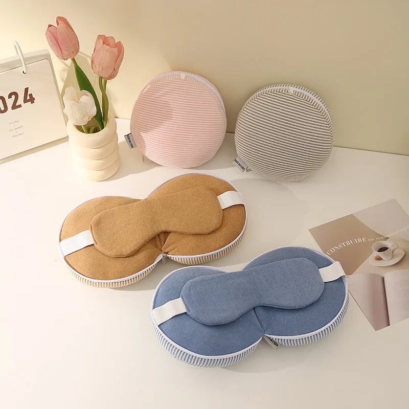 Multi Function PP Cotton U Shape Neck Pillow 2 in 1 Sleep Eye Mask Nap Rest Cushion for Airplane Travel Office Rest Use Eyepatch