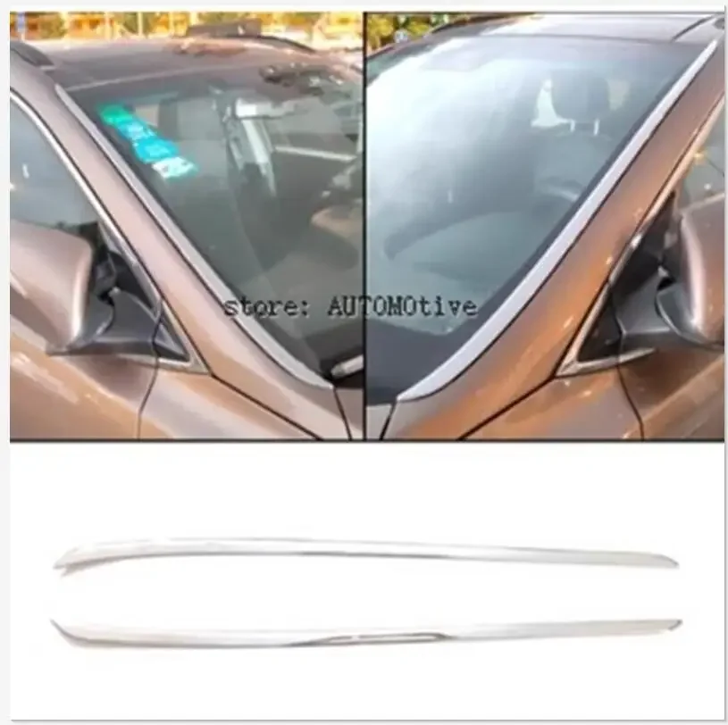 Stainless steel front window side cover trim fit  2 pcs  2013 2014 2015 2016 for  HYUNDAI SANTA FE SPORT IX45