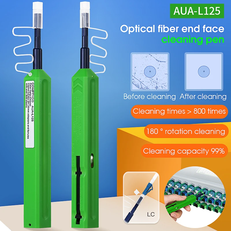 AUA-L125 LC/SC/FC/ST One Touch Cleaning Tool 1.25mm and 2.5mm Cleaning Pen 800 Cleaning Fiber Optic Cleaner