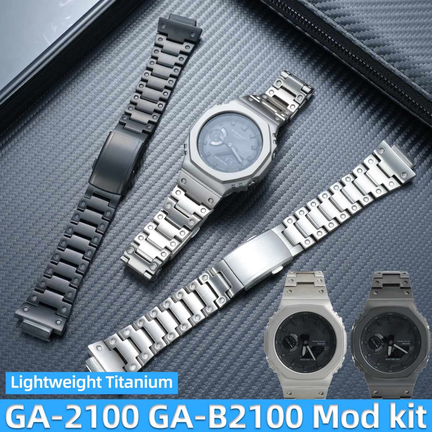 

Комплект для модификации Casioak GA2100: титановый корпус, безель и ремешок из металла для часов G-SHOCK GA-2100/2110/B2100, запчасти для модернизации с инструментами.