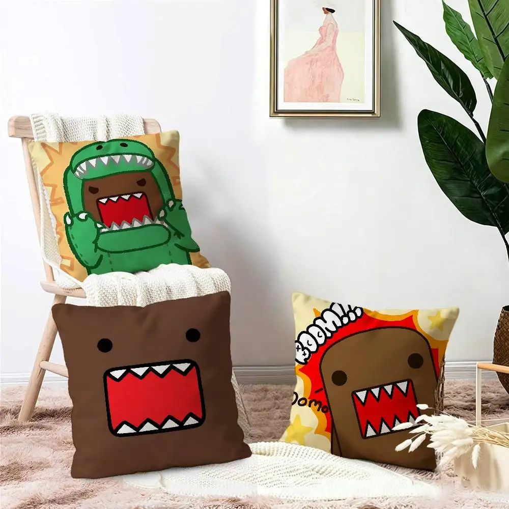 Funny Cartoon Brooches Domo Tooth Maple Design Cushion Cover Happy Autumn Harvest decor Holiday Decorati Pillow Cover