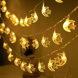 Lua e estrela LED String Lights Garland, decoração Ramadan para casa, Ramadan Kareem, Eid Mubarak, lâmpada de festa islâmica, 2023