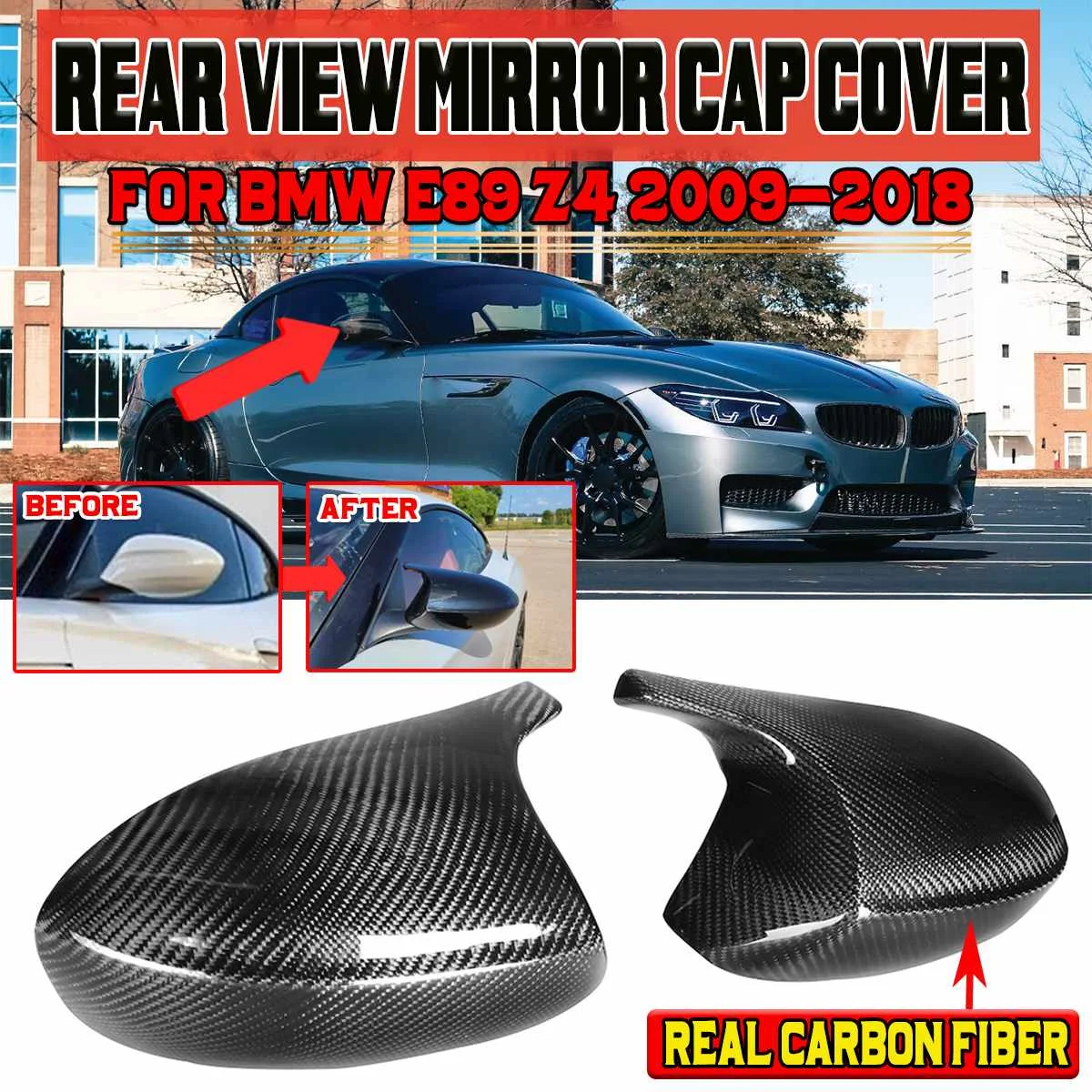 Real Carbon Fiber M Style Car Side Rearview Mirror Cover Cap Replacement For BMW E89 Z4 2009-2018 Car Rear View Mirror Cover