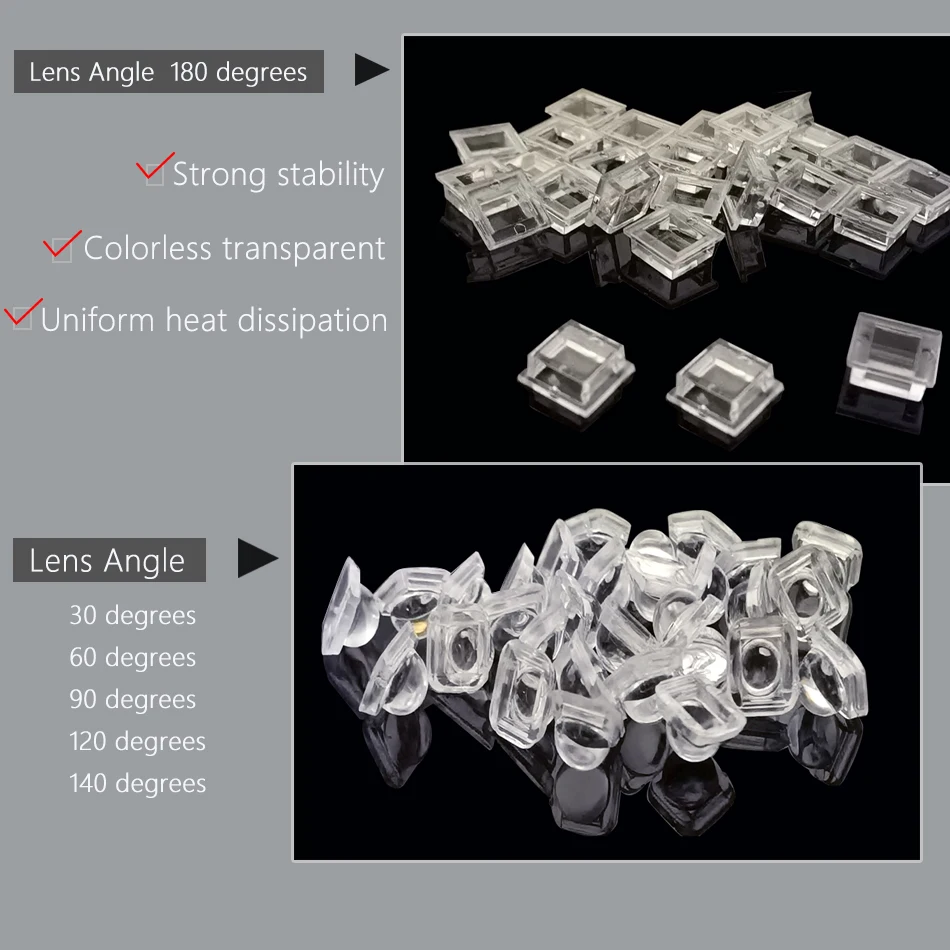 Lente LED de 1000 grados, Reflector colimador para 5050 SMD, WS2812, APA102, WS2811, SK6812, óptico convexo, 30, 60, 90, 120, 140, 180, 10-5050