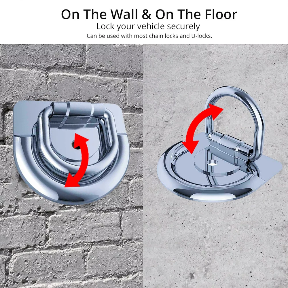 Motorcycle Floor Wall Anchor Anti-Theft Floor Lock Includes Expansion Screws Ball-End Wrench Bicycle Scooter Safety Device