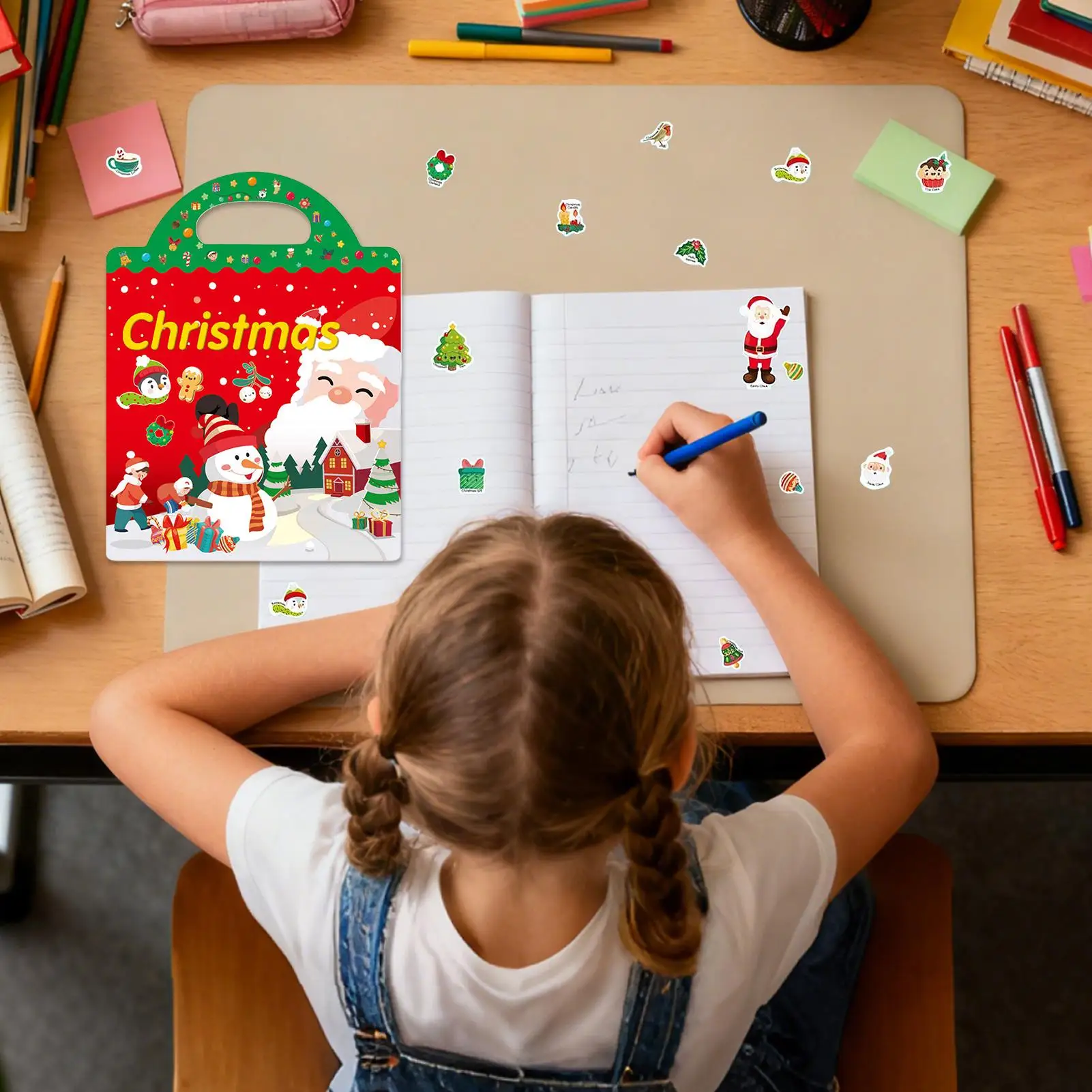 Livro de adesivos de natal, suprimentos para festas de fim de ano, livro de atividades para pré-escolar, creche, meninos, meninas, crianças pequenas