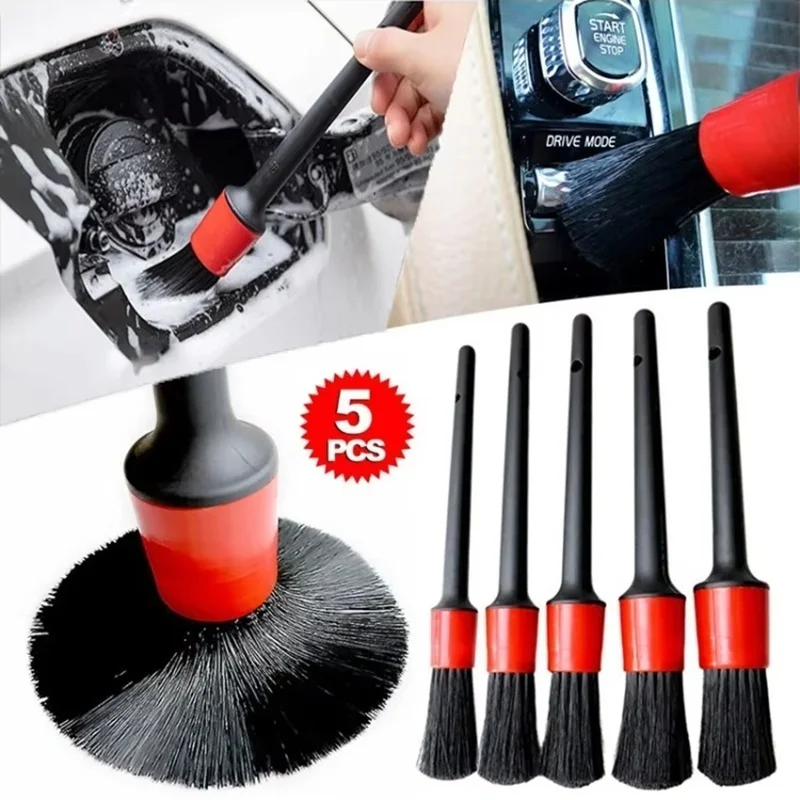 5Pcs/Set Detailing Brush Set Car Brushes Car Detailing Brush For Car Cleaning Detailing Brush Dashboard Air Outlet Wheel Brushes