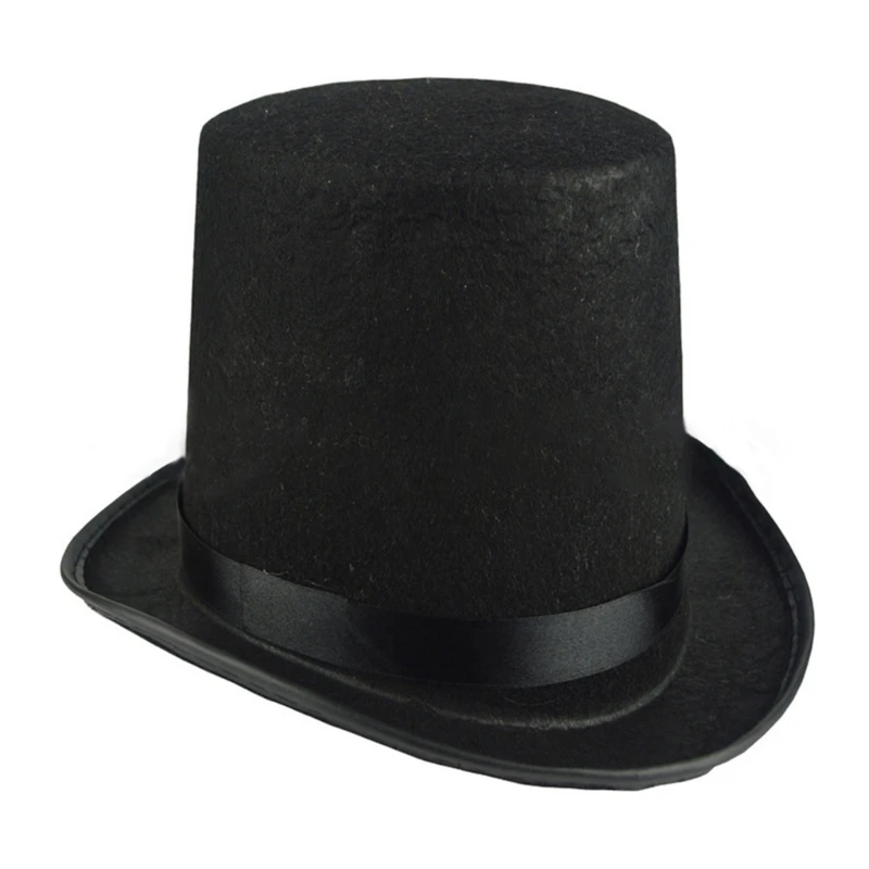 British Hat for Gentlemen Magician Carnivals Hat Winter Autumn Hat with Flower for Casual Gathering