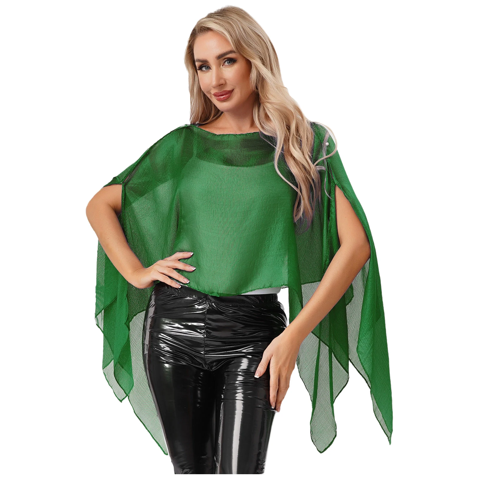 

Womens Chiffon Shawl Shrugs Solid Color Pullover Top Bolero Head Cover Up Wraps Scarf for Evening Wedding Party Vacation Beach