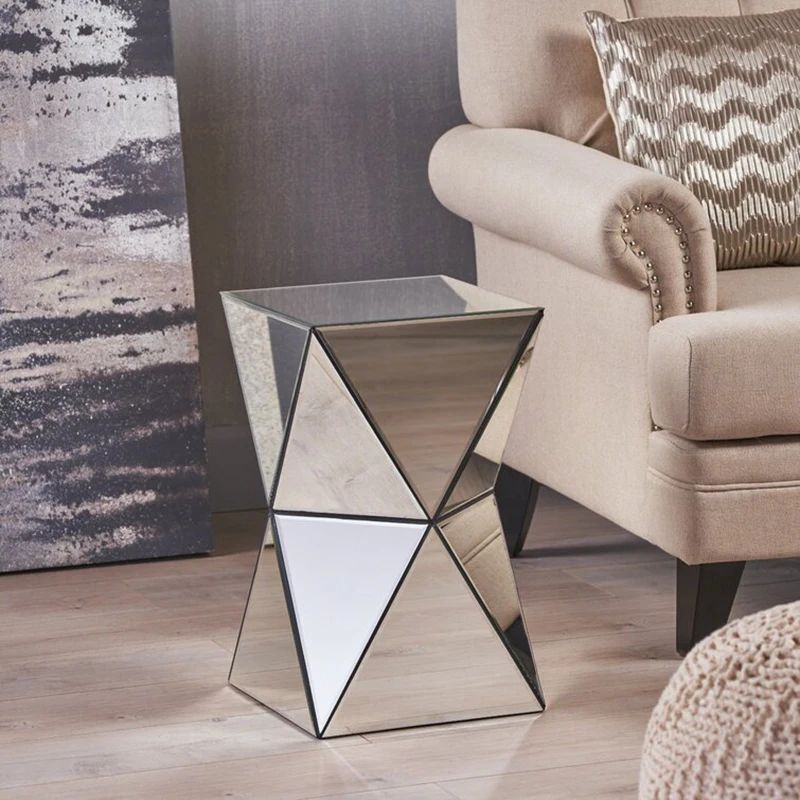 Modern Coffee Tables Living Room Furniture Sofa Side Table Creative Glass Mirror Tea Table Bathroom Cabinet Square Bedside Table