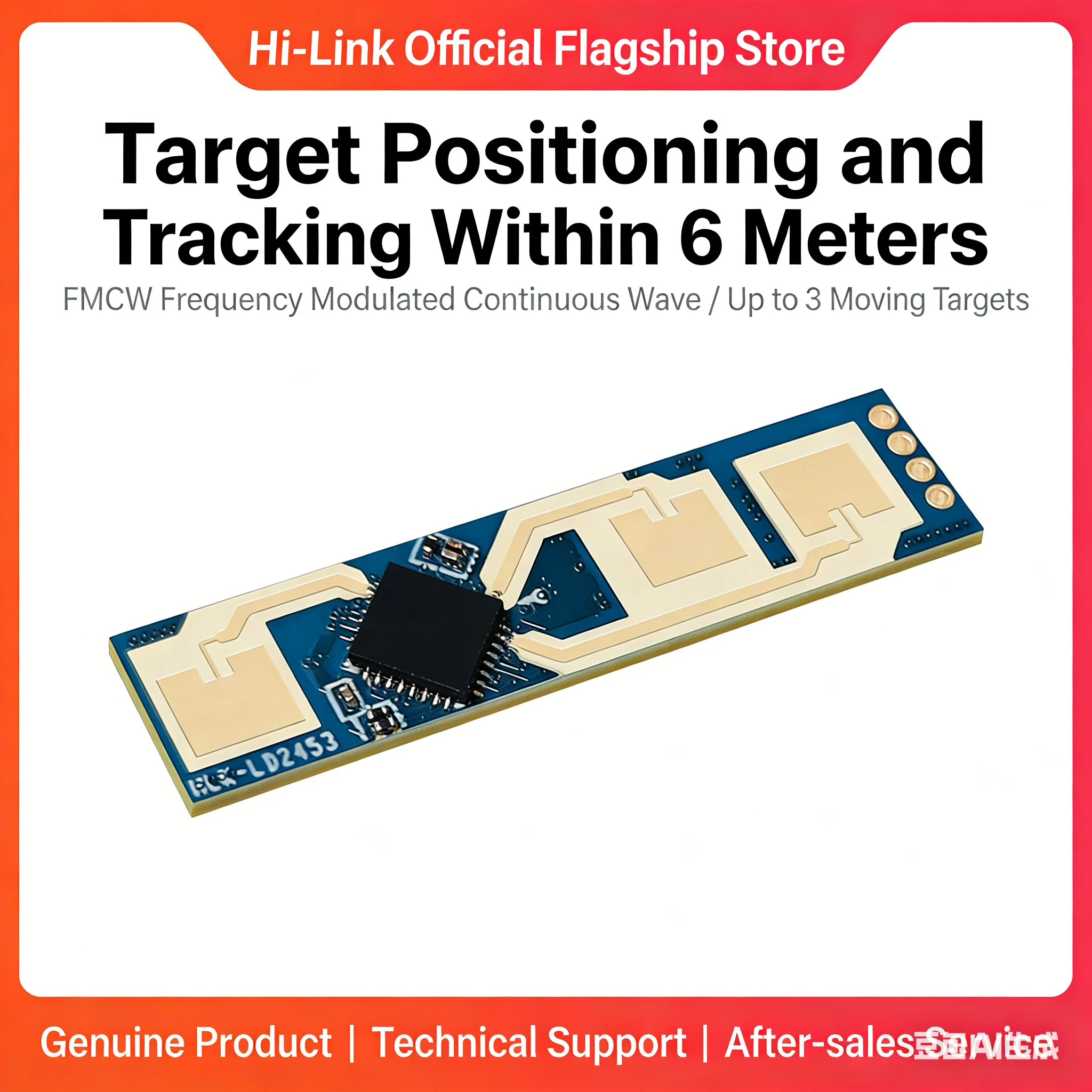 Hi-Link HLK-LD2453 24GHz FMCW Radar Sensor Module | 6m Target Positioning & Tracking | Supports 3 Moving Targets for Smart Home