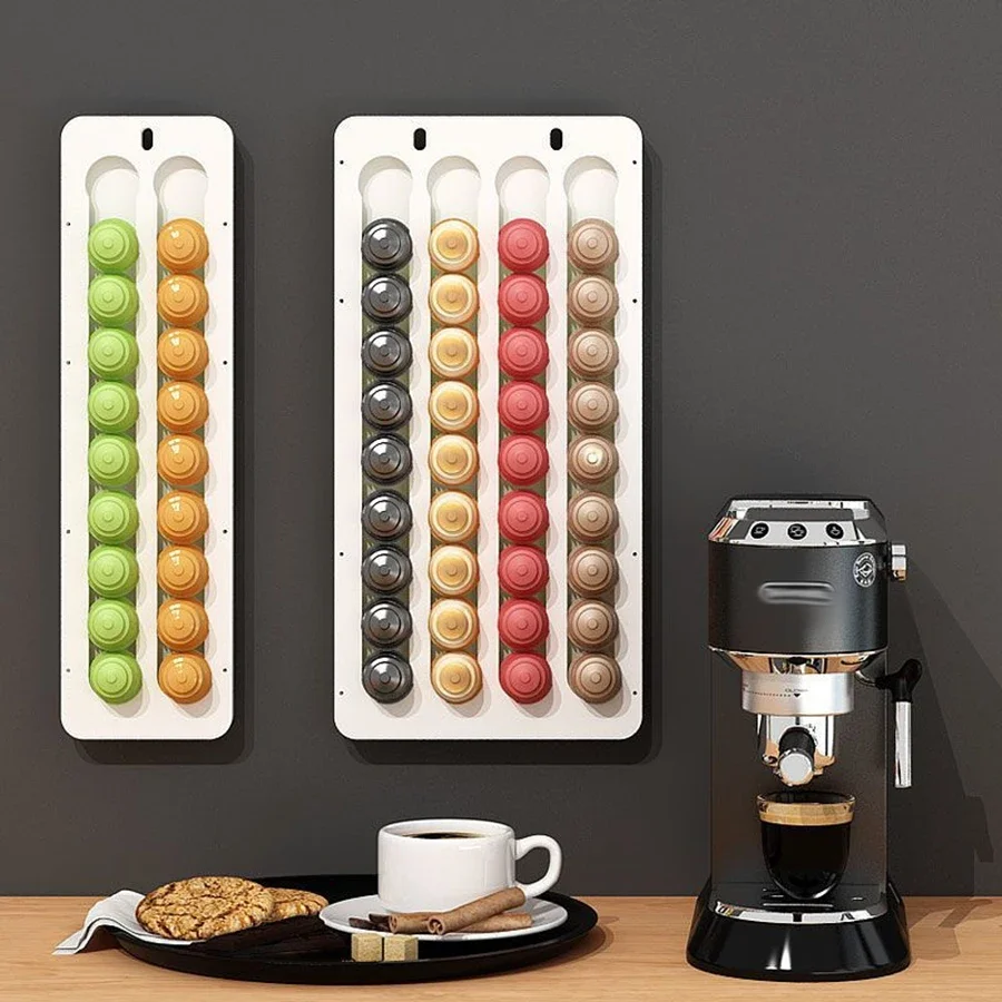 1pc Multi Specification Wall Mounted Coffee Capsule Storage Container Kitchen Cabinet Capsule Display Rack Coffee Hanging Box