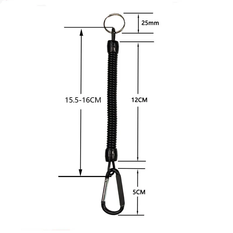 2022 New Tactical Retractable Plastic Spring Elastic Rope Security Airsoft Outdoor Hiking Anti-lost Phone Keychain Elastic Rope