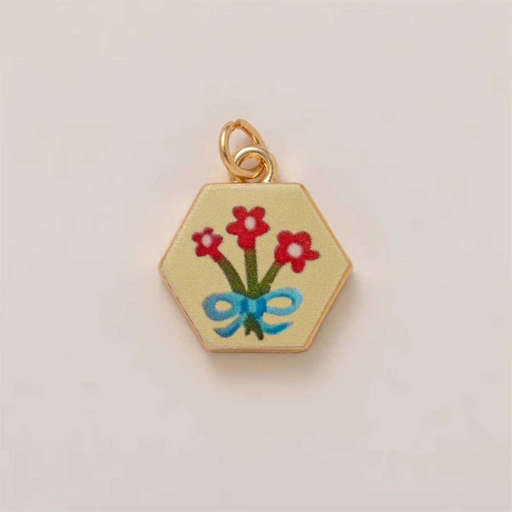Cute Simple and Versatile Flower Series Pink Love Rose Tulip DIY Pendant charms for jewelry