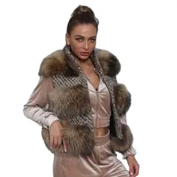 JANEFUR Real Fur Vest Women 2023 Woolen Blend Waistcoat with Natural Raccooon Fur Fashion Luxury Warm Sleeveless Winter Fur Coat