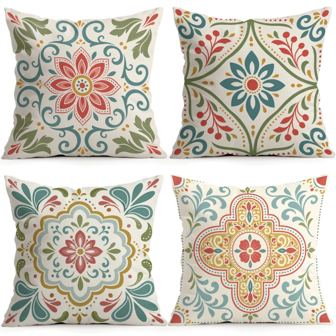 1pcs/4pcs Mediterranean Retro Tile Cushions Pillowcase Polyester Cushion Cover Throw Pillow Pillowcover Home Car Sofa Decor