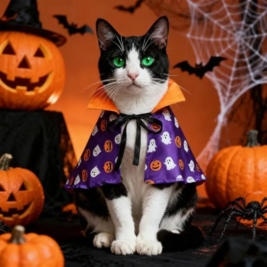 Costumi di Halloween per gatti di zucca Divertenti costumi di zucca per cuccioli di mantello cosplay con corda