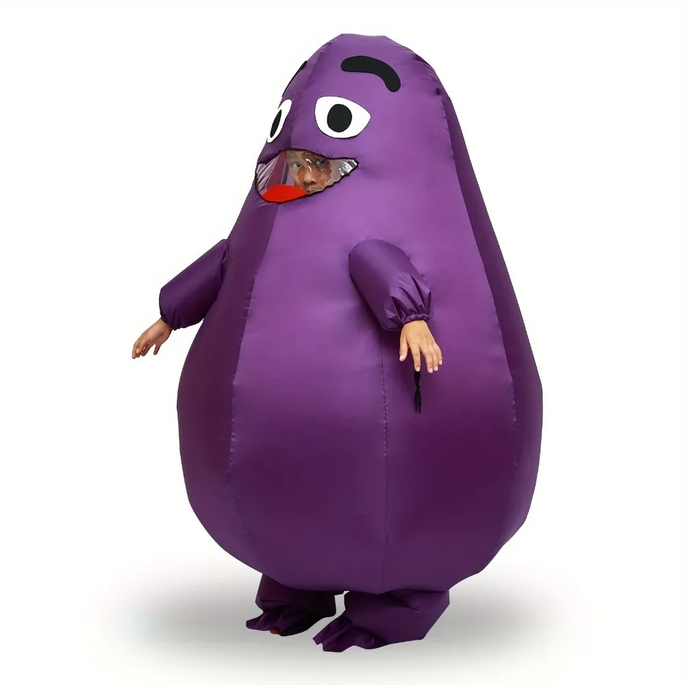 Inflatable Halloween Party Eggplant Cartoon Mascot Costume Prop Funny Suit for Parties And Events  For Adults(4'11"-6'3")