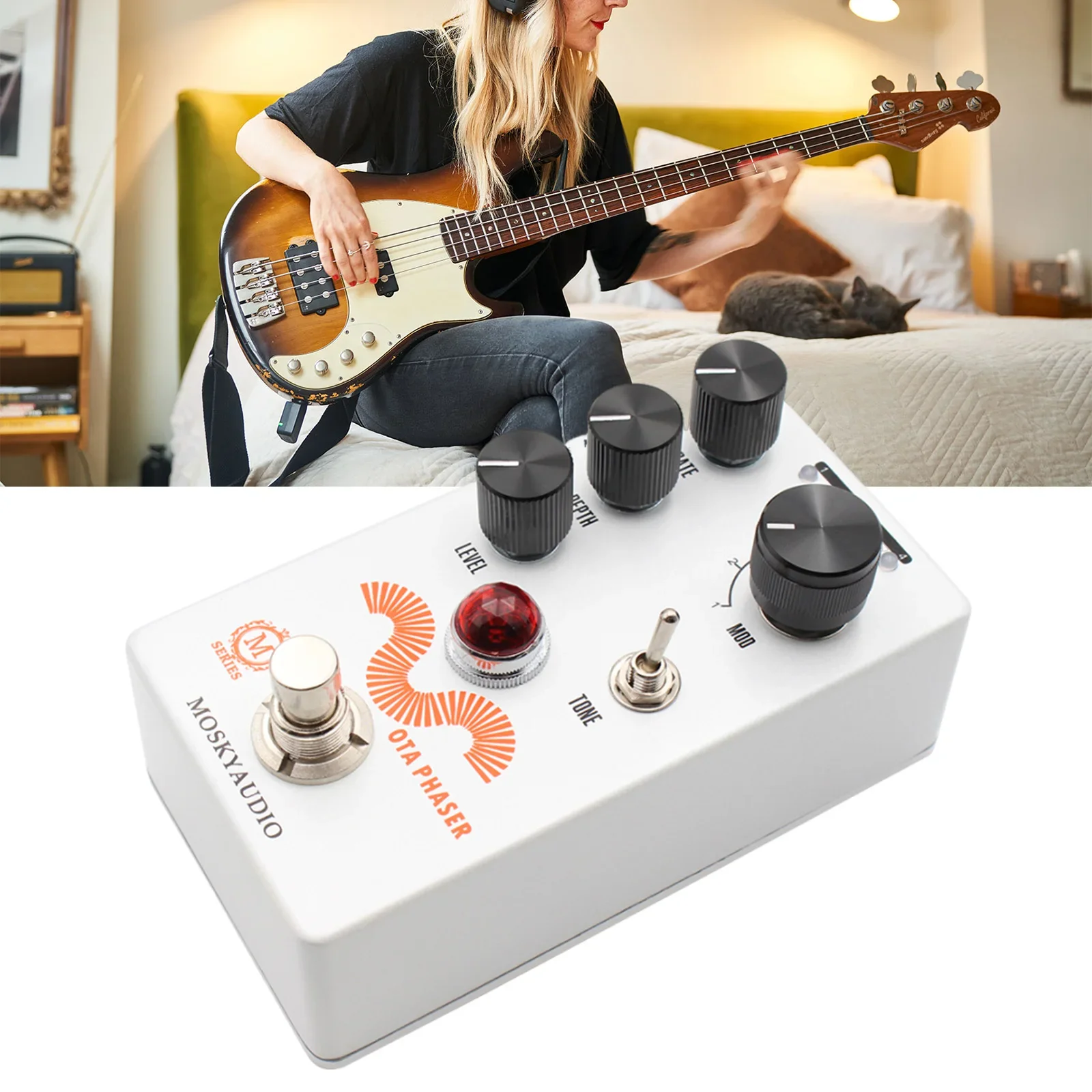Аудио-педаль MOSKY для электрогитары OTA PHASER с уровнем интенсивности, 4-режимная Ручка выбора, запасные части и аксессуары для настоящей байпас