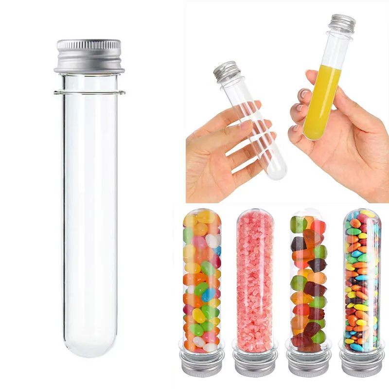 

40ml Plastic Clear Test Tubes With Screw Caps Candy Cosmetic Travel Lotion Containers