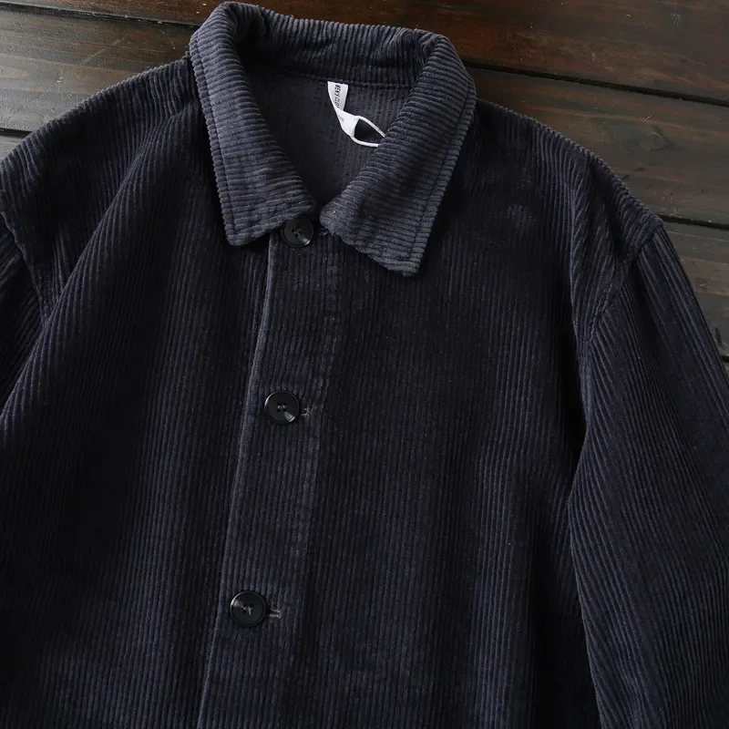 Japanese, retro cotton strips, autumn men's lapel casual corduroy jacket