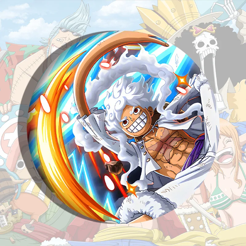 

Значок аниме One Piece: Луффи, Зоро, Санжи в стиле Трех Мечей, с эффектом разбитого стекла, лазерная эмаль. Коллекционный сувенир, подарок.