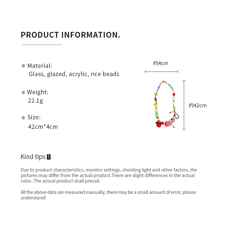 لطيف ملون الكرتون الفاكهة القوس الخرز المختنقون القلائد للنساء الفتيات الحلو 2000s Y2K مجوهرات الحفلات اكسسوارات الجمالية F