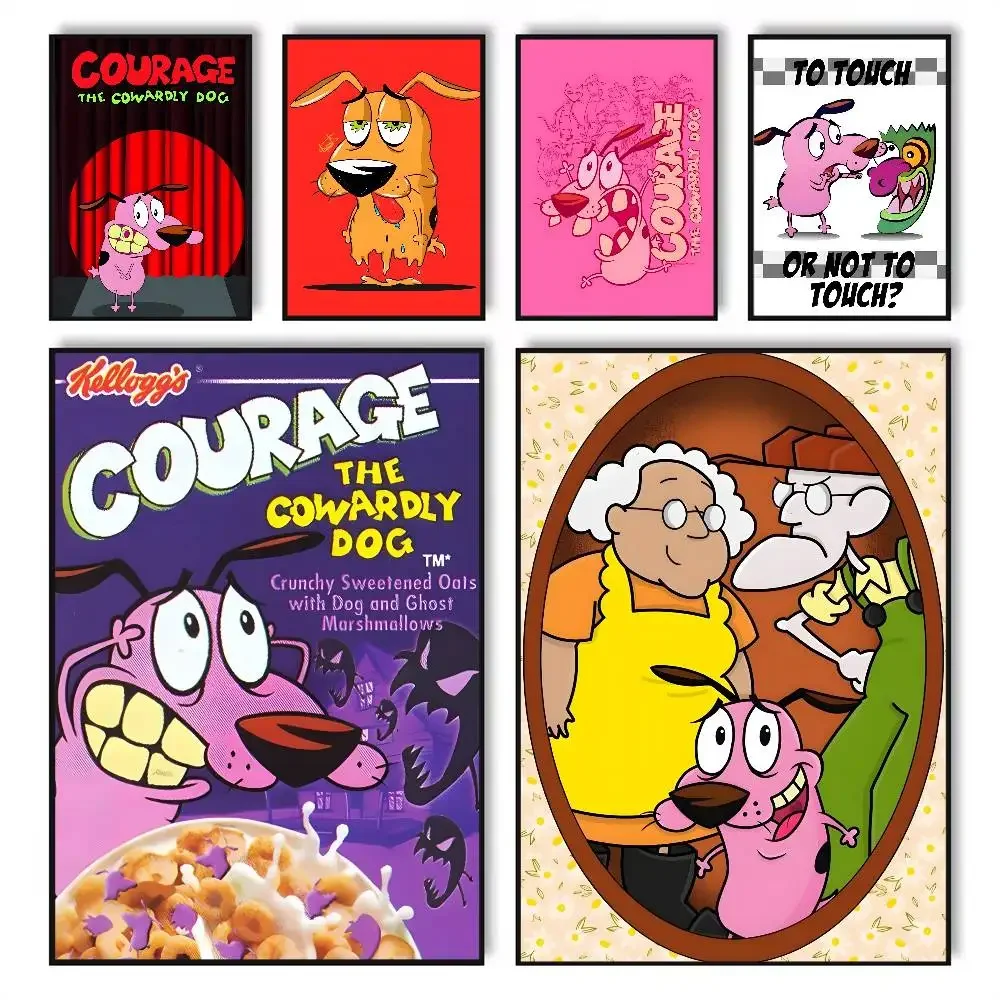 Cartoons C-Courage The Cowardly Dog Poster HD Posters Self-adhesive Waterproof Ideal For Living Room Bedroom Bar Decoration