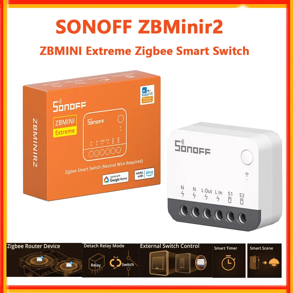 SONOFF ZBMINIR2 Extreme مفتاح ذكي Zigbee فصل المرحل تحكم عن بعد عبر eWeLink متوافق مع مراكز Zigbee
