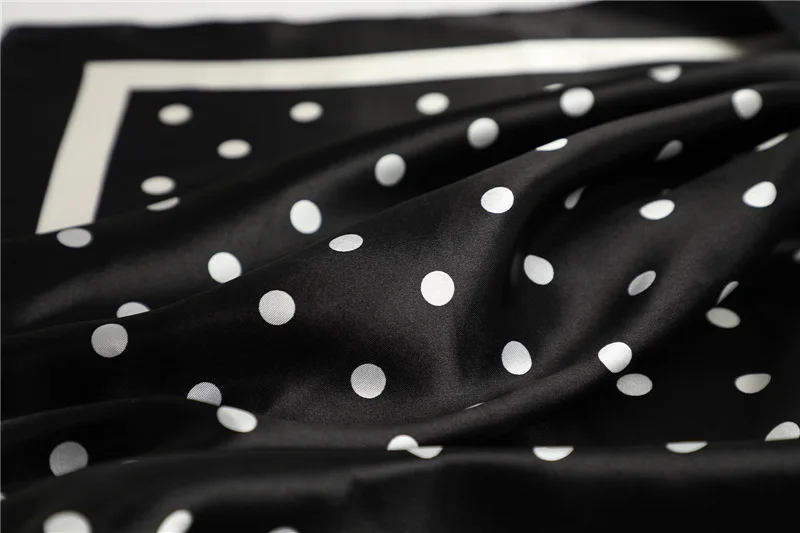 Polka Dot Kopftuch Seide Satin Hals Schal Für Frauen Drucken Hijab Schals Weibliche 90*90 cm Quadratische Tücher und Wraps Schals Für Dame – Detail 4