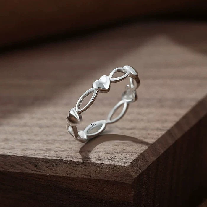 

VENTFILLE 925 Sterling Silver Love Heart Ring For Women Minimalist Hollow Out Fresh Sweet Fashion Jewelry Gift Dropshipping