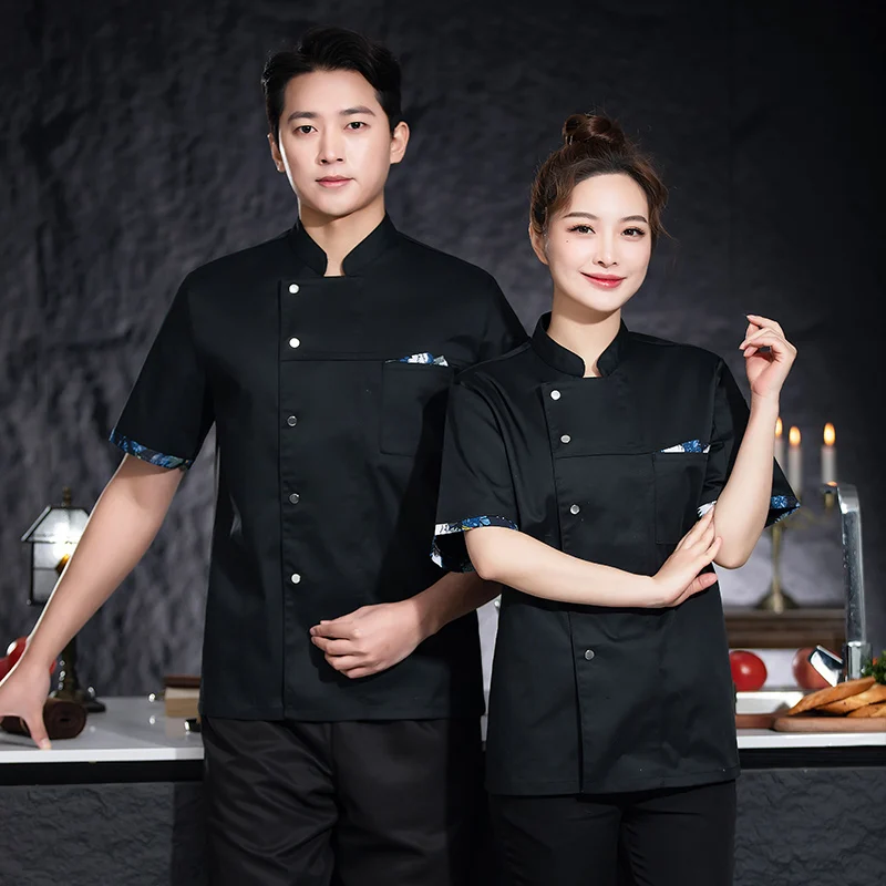 Chef Uniform Shirts Short Sleeve Restaurant Cook Jacket Men Work Wear Waiter Women Professional Kitchen Jacket Cook Clothes Top