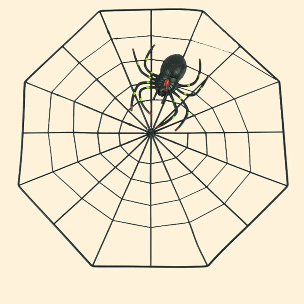 

Realistic Plastic Spider Web Black Halloween Decoration Creepy Trick Prop for Parties and Costume Events Fake Spider