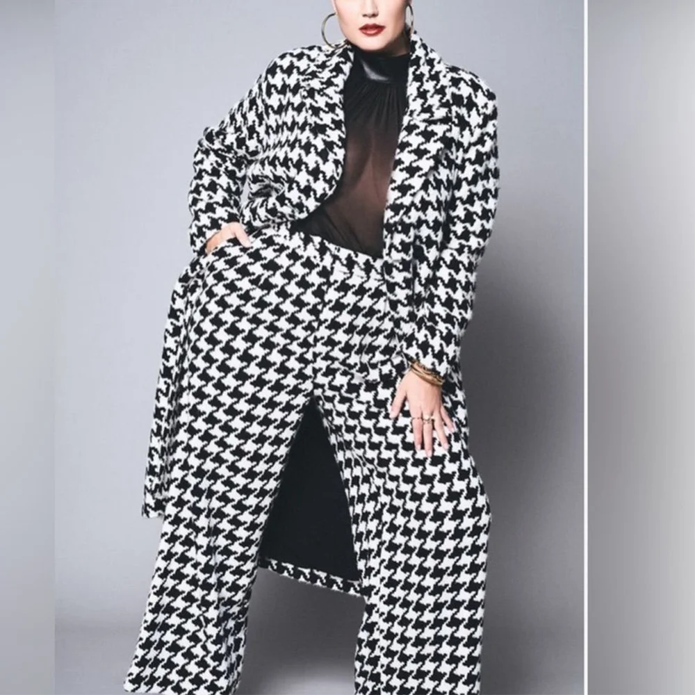 

2025 Luxury Women Suit Regular Fitted Houndstooth Elegant Outfit Set Peak Lapel Formal Office Sophisticated Lady Female Clothes
