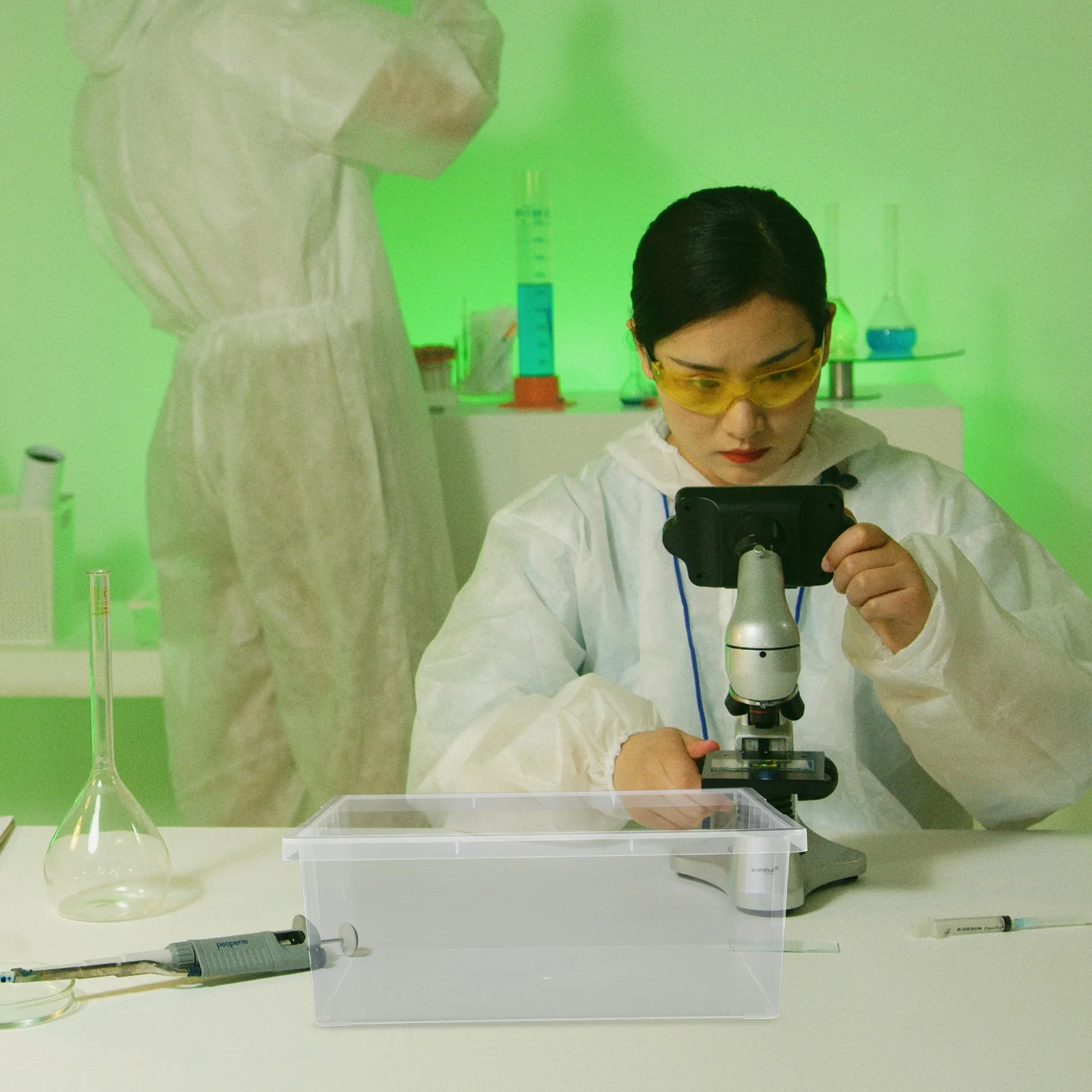 

Transparent Square Laboratory Plastic Water Tank Large Capacity Chemistry Experiment Basin for Teaching